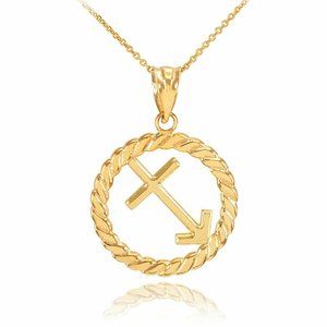 14k Real Gold Sagittarius Zodiac Sign Necklace